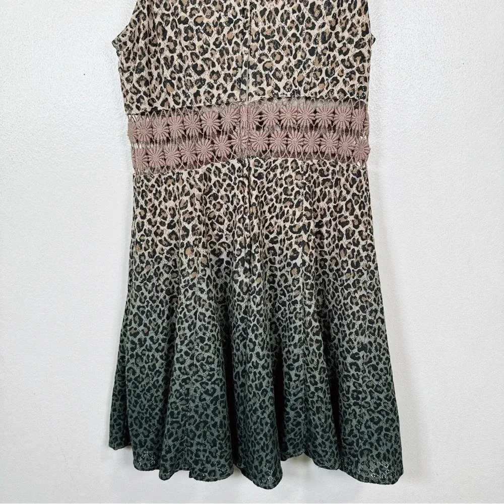FREE PEOPLE Womens Size 2 Leopard Ombre Lace Daisy Dress - Picture 10 of 11